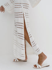 Nina Button Down Knitted Dress | White
