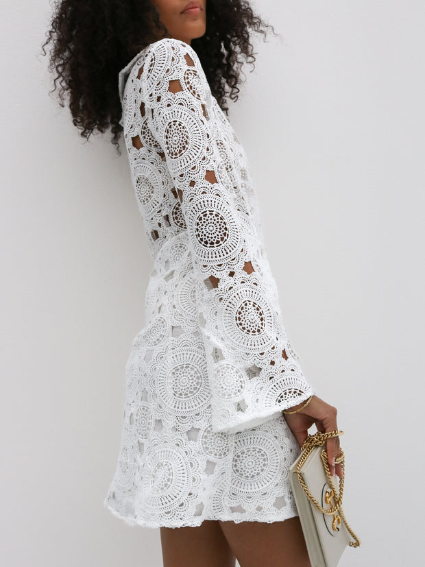 Jane Button Down Lace Dress | White