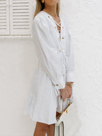 Arielle Gold Eyelet Dress | White