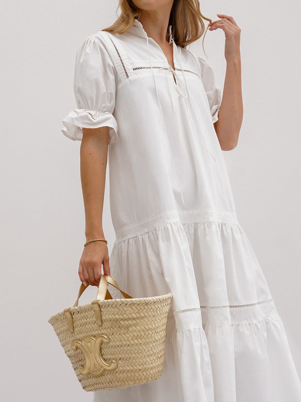 Valetta Loop Detail Dress | White