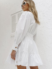 Arielle Gold Eyelet Dress | White