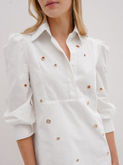 Vander Eyelet Shirt Dress | White