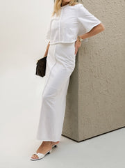 Lana Linen Blend Day Skirt | Ivory White 