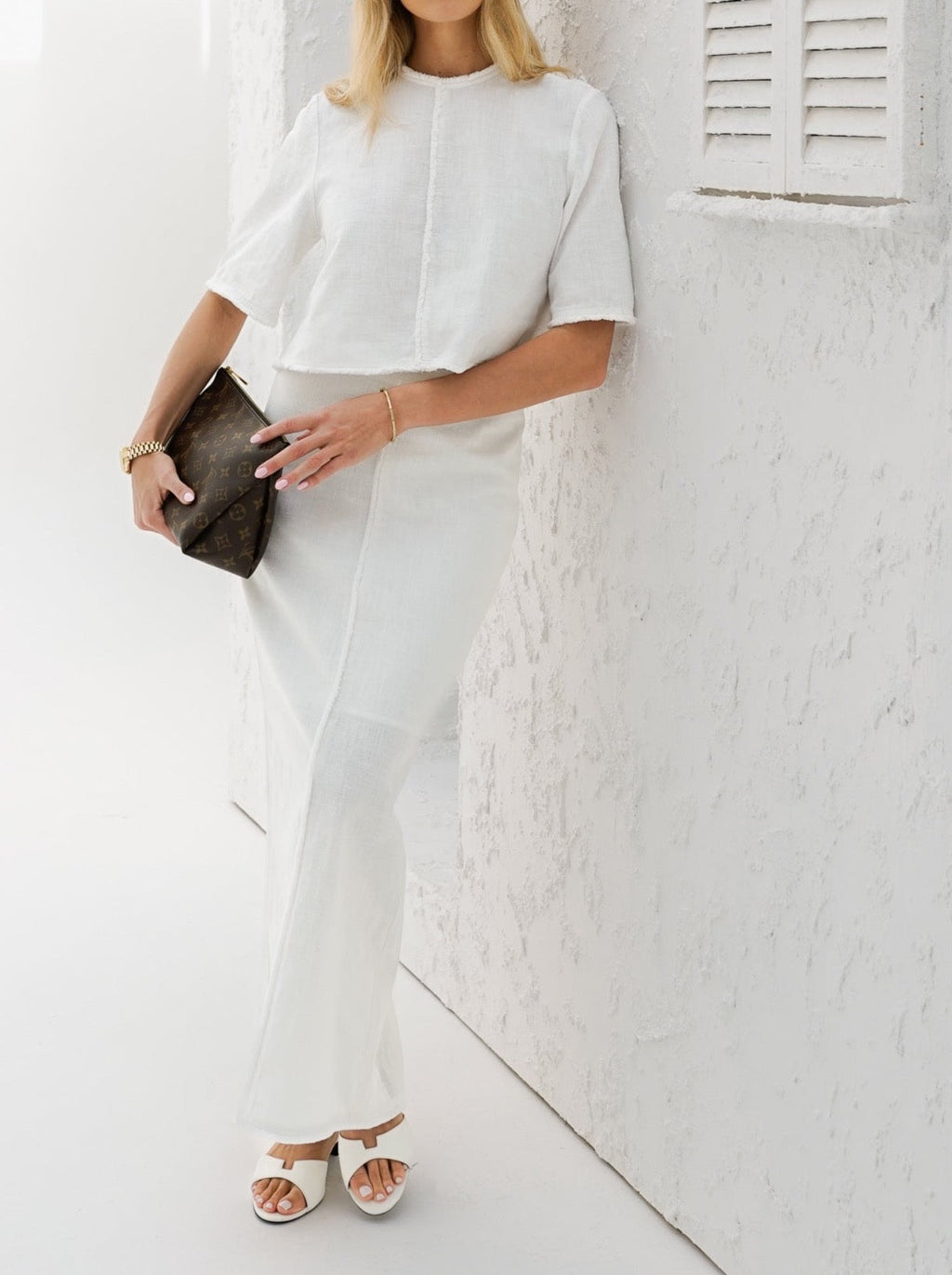 White Linen Midi Skirt – VITA GRACE