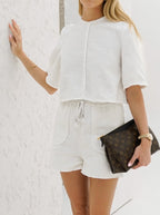 Lana Linen Blend Day Top | Ivory White 