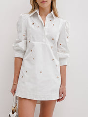 Vander Eyelet Shirt Dress | White