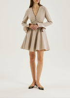 Wallace Elegance Wool Blend Dress | French Beige