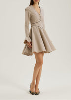 Wallace Elegance Wool Blend Dress | French Beige