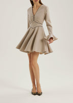 Wallace Elegance Wool Blend Dress | French Beige