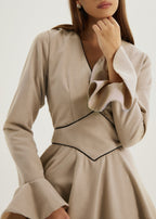 Wallace Elegance Wool Blend Dress | French Beige