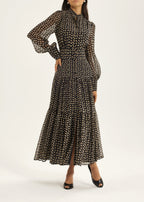 Willow Printed Belted Maxi Dress | Beige/Black