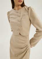 Yasmina Wool Elegance Top | French Beige