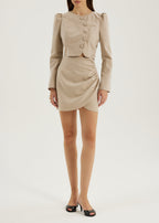 Yasmina Wool Drape Mini Skirt | French Beige