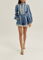 Zoe Crochet Detail Blouse | Chambray Blue