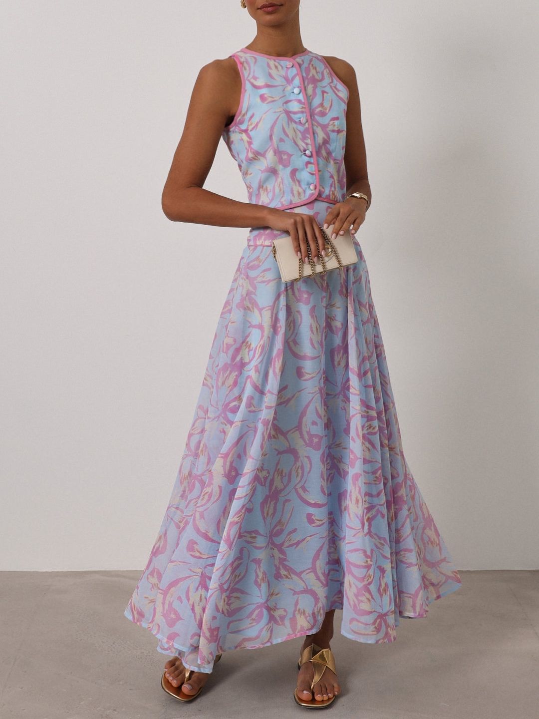 Patriza Printed Dream Top | Pastel Blue Mix