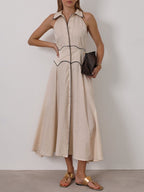Kalila Contrast Icon Dress | Beige/Black