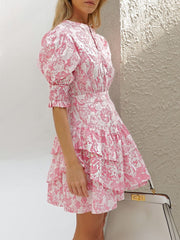 Emma Floral Cotton Dress | Pink & White 