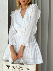 Anais Cotton Flippy Textured Skirt | White