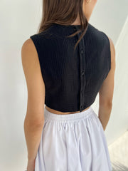 Alexia Cross Front Cotton Top | Black