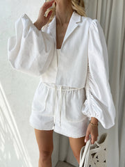 White Linen Shorts 