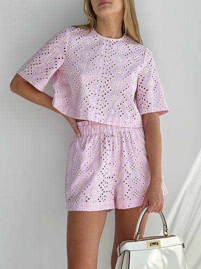 Pink Embroidered Cotton Top