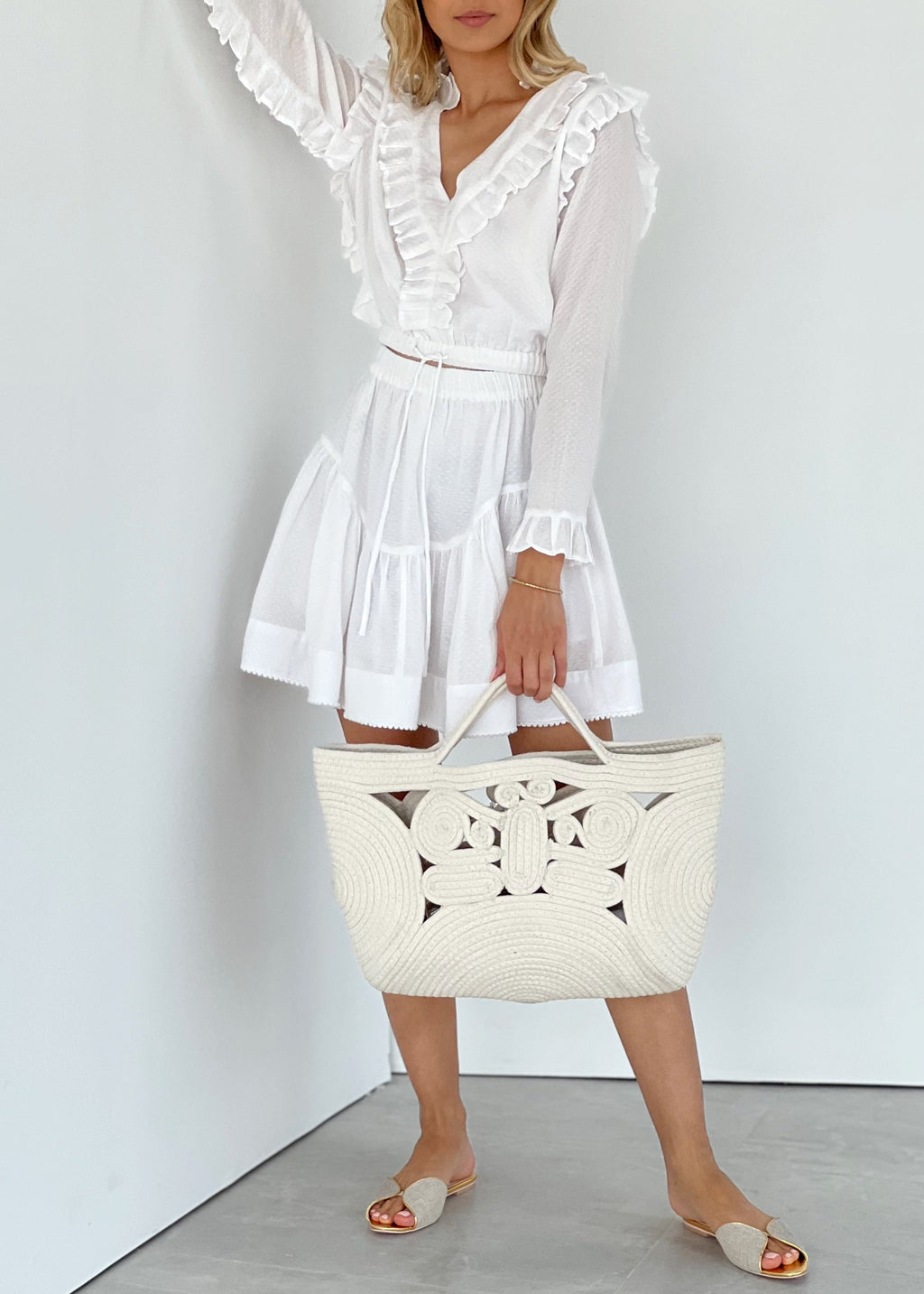 Anais Frill Cotton Textured Blouse