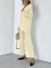 Sophia Fine Knit Elegance Pant | Lemon