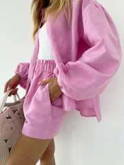 Pink Linen Day Shorts Vita Grace