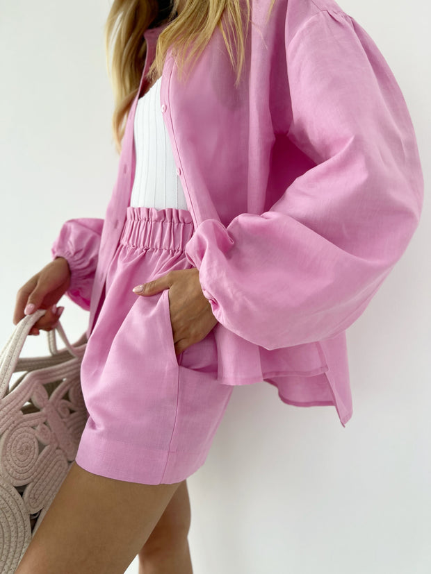 Pink Linen Day Shorts Vita Grace