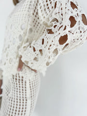 Islander Crochet Knit Sweater | White