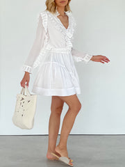 White Cotton Mini Skirt Vita Grace