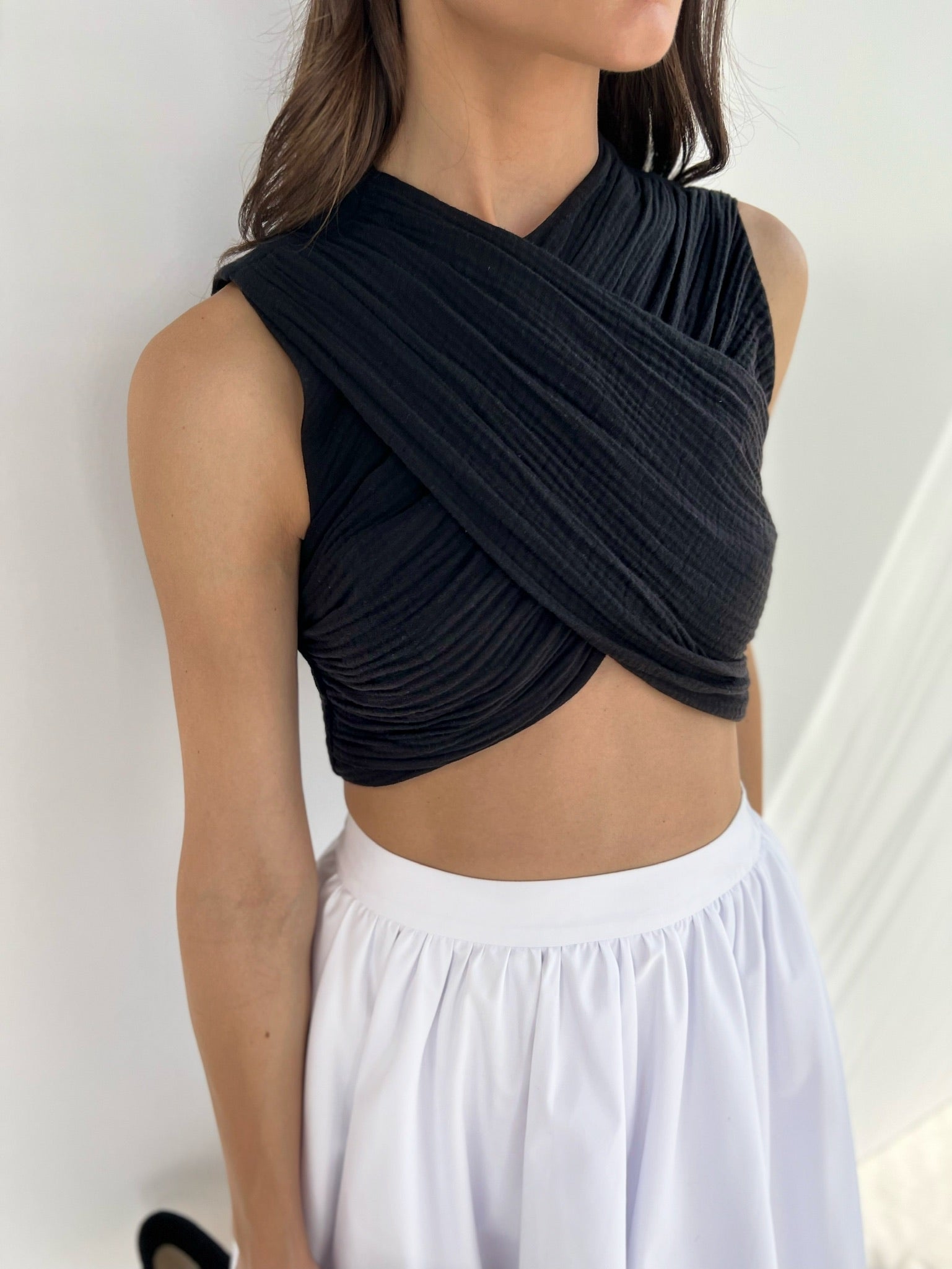 Black Cross Front Cotton Top Vita Grace