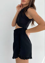 Ellie Cotton Frill Day Shorts | Black