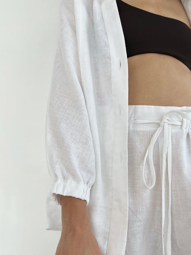 Vara Linen Loose Fit Shirt | White