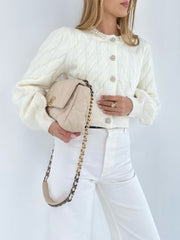 Cream Pearl Trim Luxe Cardigan