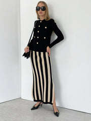 Knitted Stripe Maxi Skirt