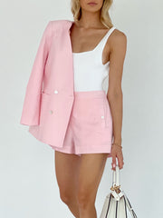 Marylin Linen Summer Blazer | Powder Pink