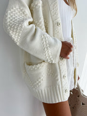 Textured Knit Cardigan Cream