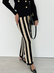 Daria Knitted Stripe Maxi Skirt | Black & Beige