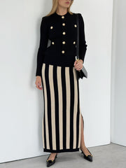 Daria Knitted Stripe Maxi Skirt
