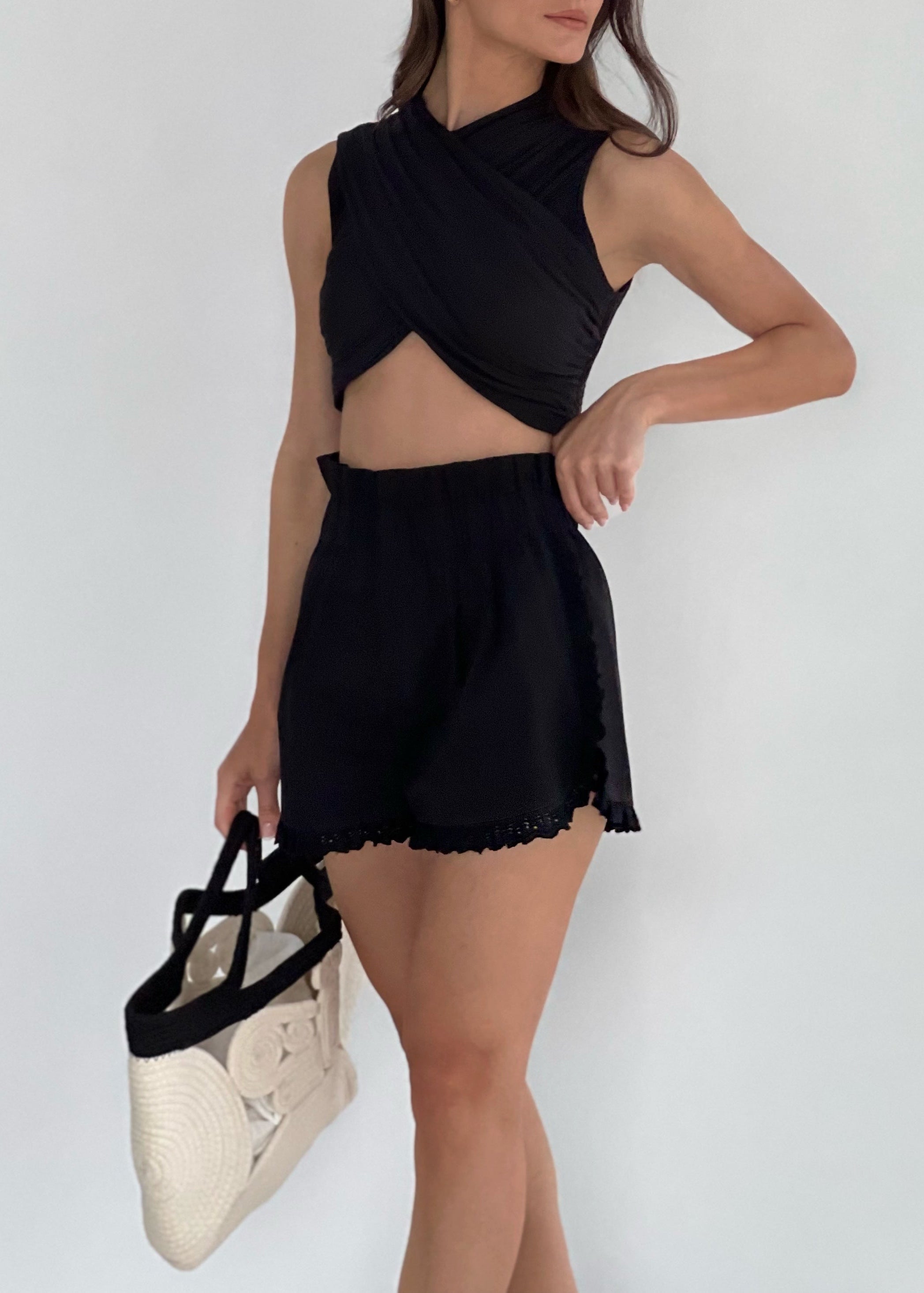 Black Cotton Shorts