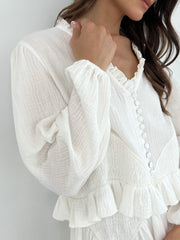 Naomi Cotton Frill Top With Smocking