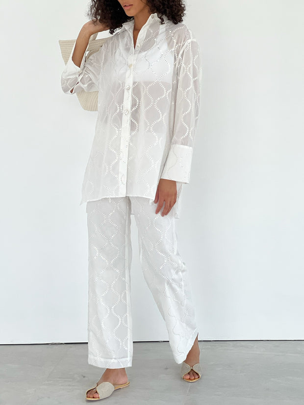 Evie Cotton Embroidery & Sequin Shirt Vita Grace