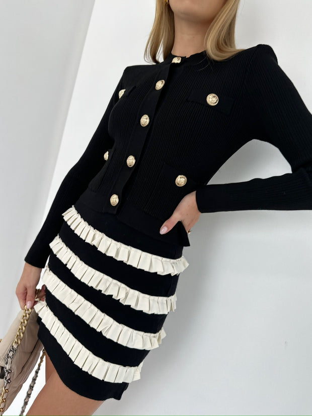 Black Gold Button Sweater