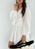 White Cotton Frill Top