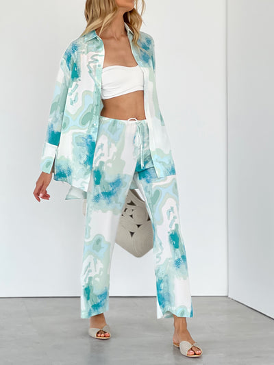 Emile Printed Summer Overshirt | Aqua mix