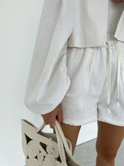 White Linen Shorts  Vita Grace