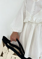 White Cotton Ruffled Top Vita Grace