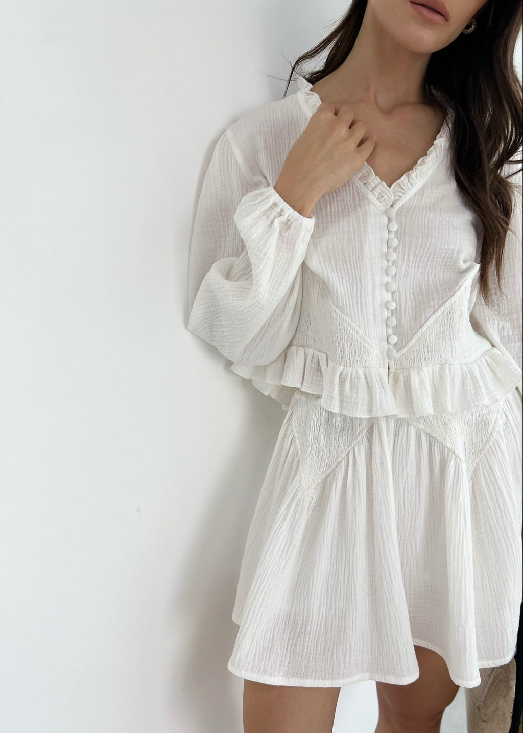 Cotton Frill Top With Smocking