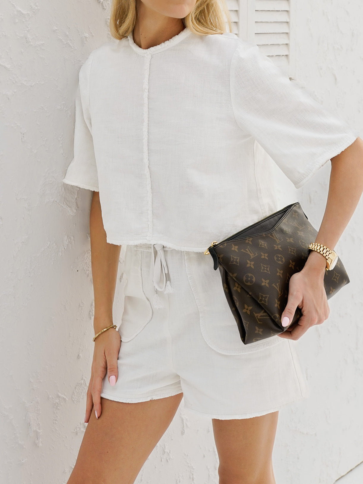 Lana Linen Fringe Trim Shorts | Ivory White 